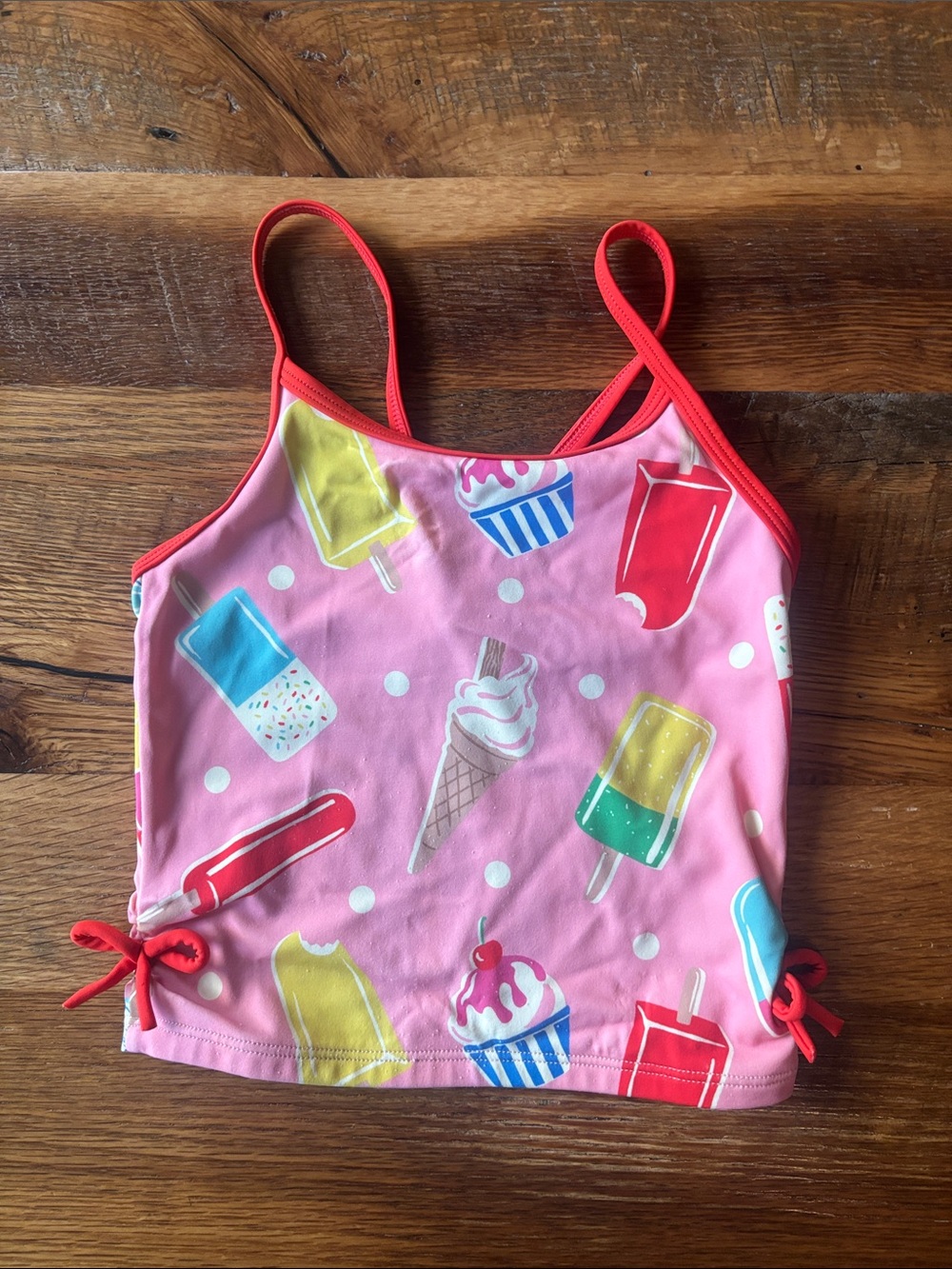 Mini Boden Girls Pink Ice Cream & Popsicle Print swim Top size 4-5Y